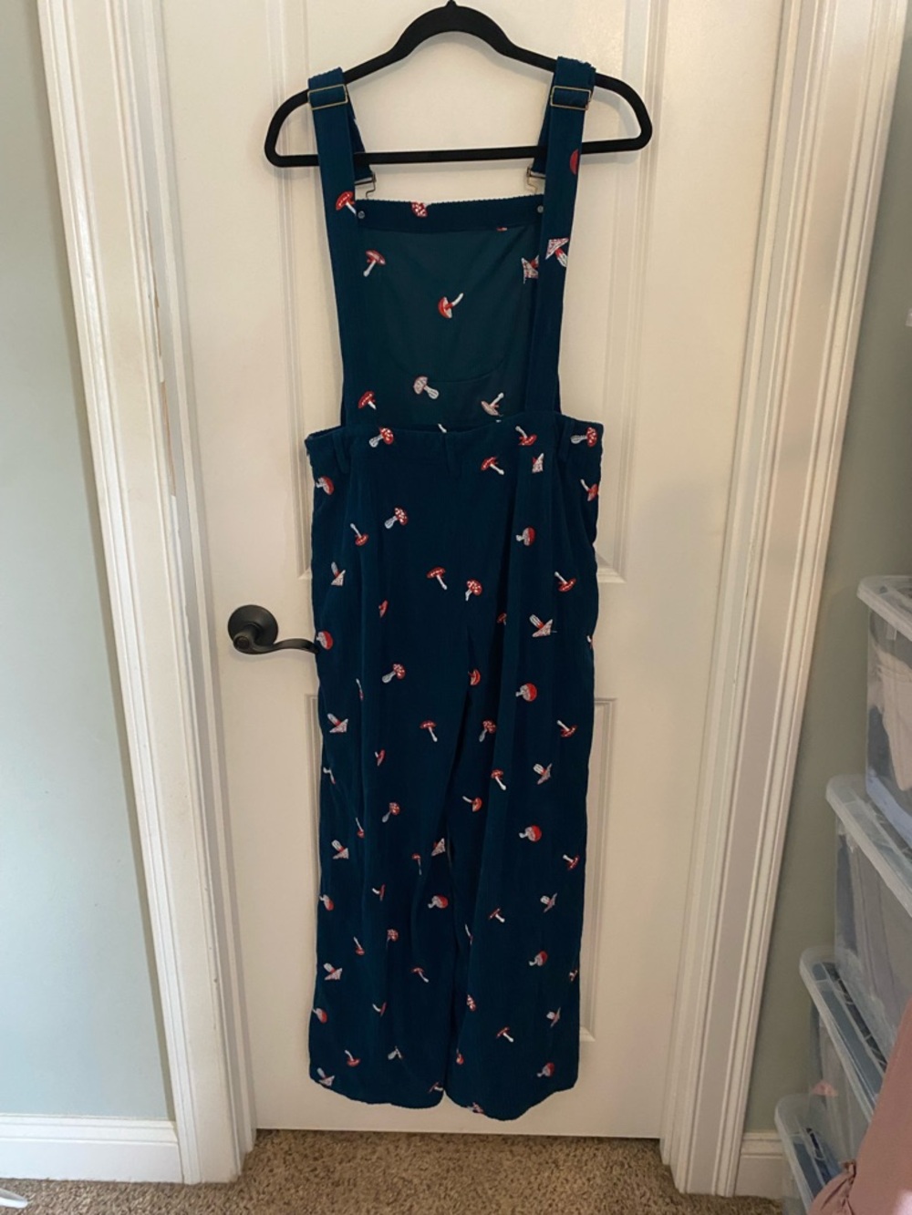 Cider Mushroom Embroidered Corduroy Wide Leg Overalls - Picture 5 of 9